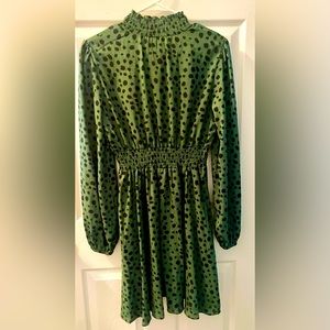 Dark Green Leopard Short Cocktail Dress Long Sleeve Size 6
